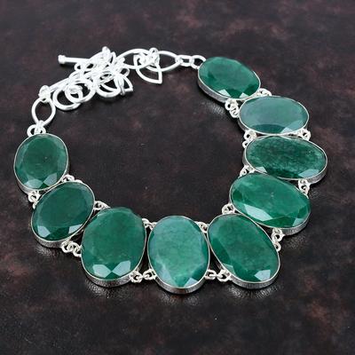 Faceted Zambian Emerald Necklace Gemstone Jewelry 925 Sterling Silver Necklace Adjustable Chain Necklace Gift For Wife Handmade Boho Jewelry