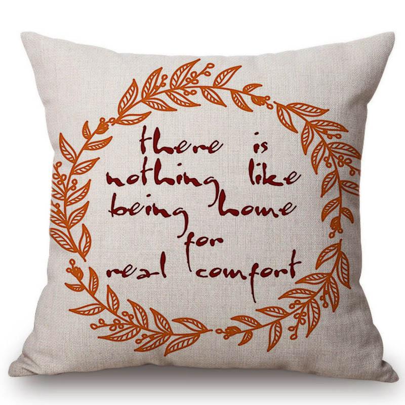 18" Square Floral Jane Austen Quotation Letter Print Sofa Throw Pillow Cover Case Cotton Linen Nordic Masterpiece Cushion Cover