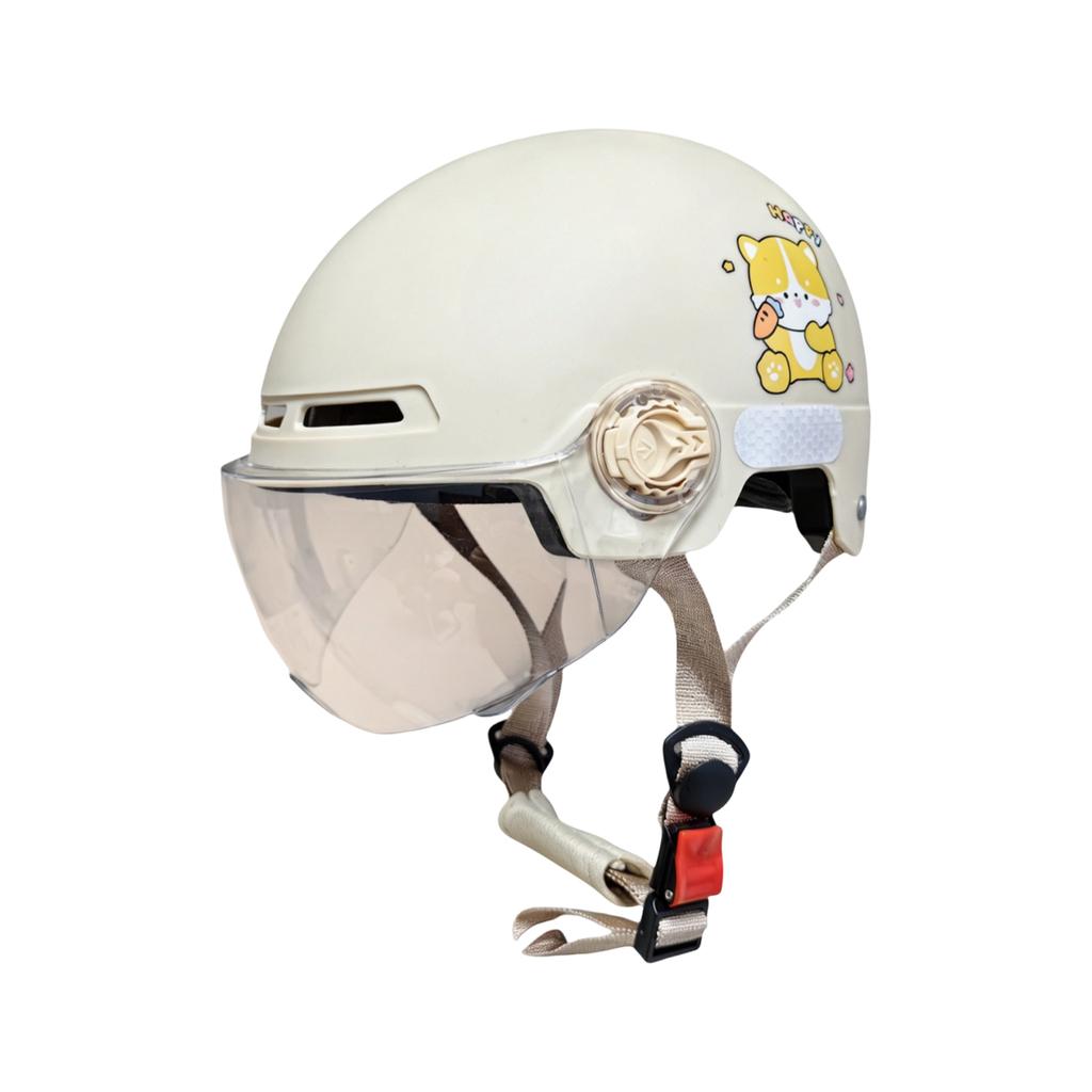 Children Safety Helmet Half Face Motorcycle Helmet with Adjustable Strap and Built-in Visor for Kids Boys Girls Electric Scooter Riding