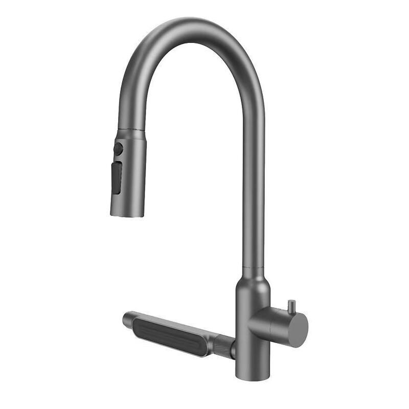 TLXT Gunmetal Grey Pull-Out Kitchen Faucet