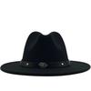European and American popular hats, women's new woolen jazz top hat, retro flat-brimmed felt straight-edged big eaves hat