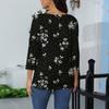 Women's Stand Collar 3/4 Sleeve Printed Top T-shirt