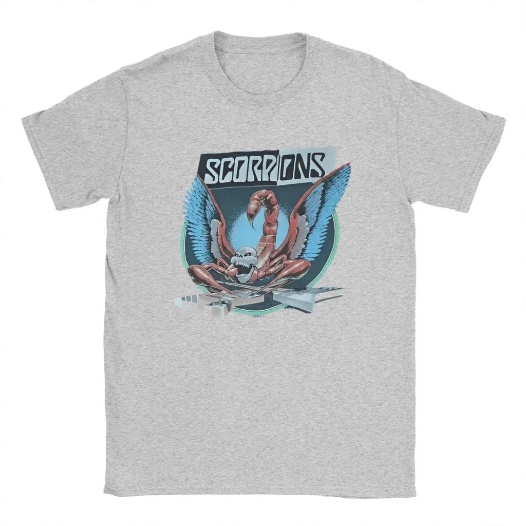 Men Scorpions Rock Band T Shirt Music Concert Tour Pure Cotton Merchandise Fashion Short Sleeve Crewneck Tee Unique TShirt