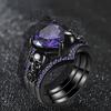 Gothic Style Rings Plated Inlaid Heart Shape Zircon Horror Skull On The Band Black / Red / Purple Just Pick One Halloween Decor
