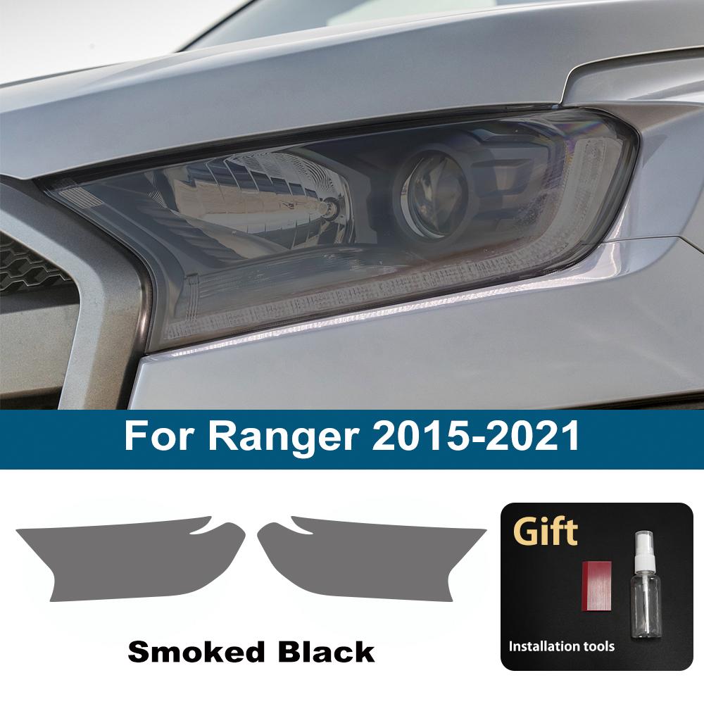 

For Ford Ranger 2015-2026 Car Headlight Protective Film Smoke Black Pre Cut Anti-Scratch High-Gloss Vinyl Film Car Accessories For Ranger 15-21 SMK
