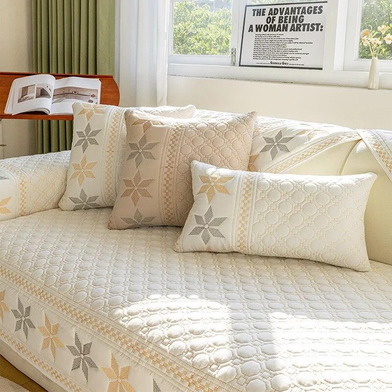 Cotton Sofa Cover Embroidered Non-Slip Cushion Fabric Four Seasons Universal Living Room Sofa Cover Jacquard Cover Cloth Towel