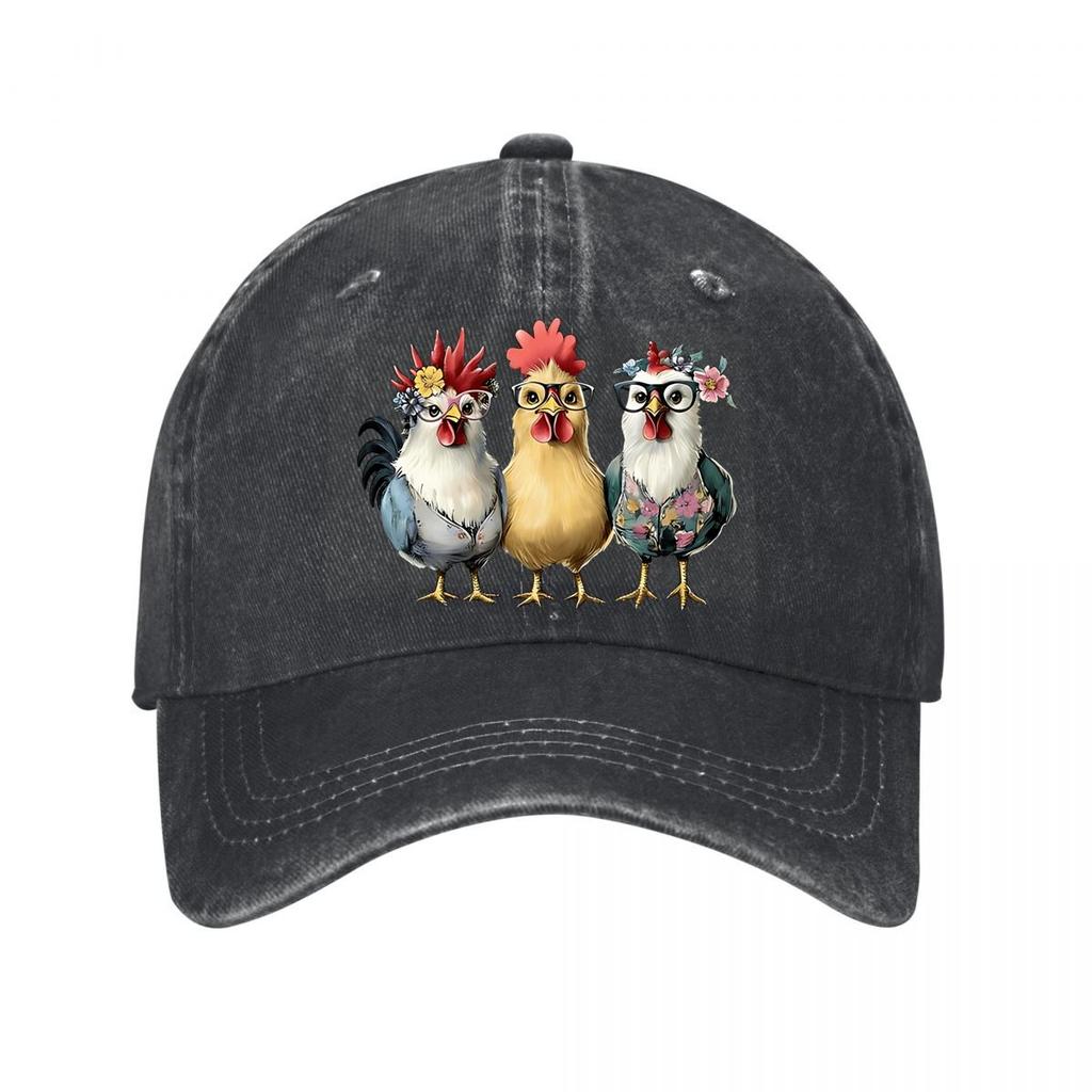 Vintage Cap With Cartoon Chickens New Vintage Washed Cotton Baseball Cap Parent Kids Sun Hats