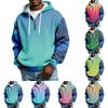 Men's Half-Zip Hooded Plaid Pullover Drawstring Print Casual Sports Sweatshirt