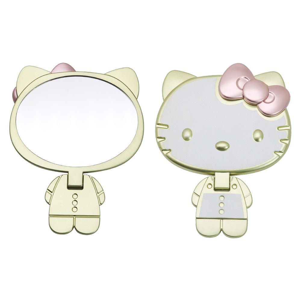 Portable Handheld Kitty Cat Vanity Makeup Mirror with Paint Folding Handle