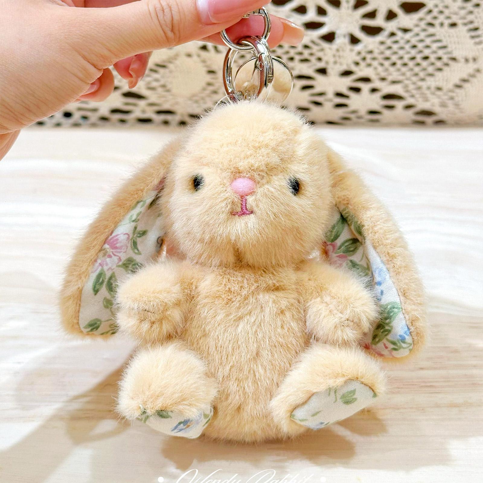 

Soft Short PlushCharm (Floral Pattern) - Adorable Carabiner Bag Accessory хаки