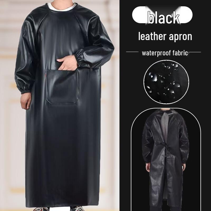 Heavy-Duty PU Leather Waterproof Apron One Size