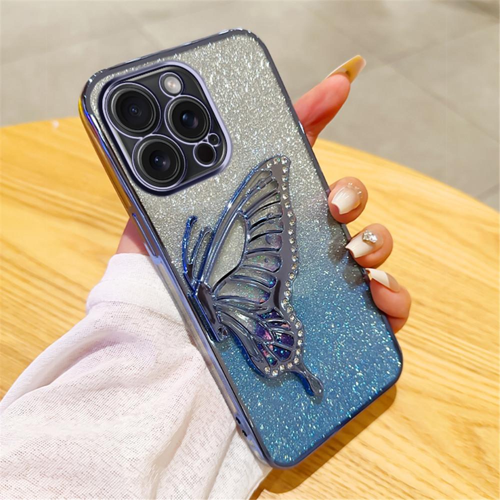 

Quicksand Butterfly Gradient Glitter Plating Clear Phone Cases For Huawei P70 P60 P50 Pro P40 P30 Lite Soft Silicone Back Cover For Huawei P70 Pro