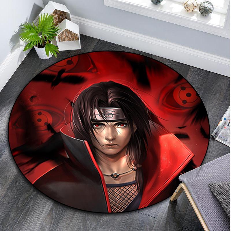 1Pc Uchiha Itachi Circular Print Rug - home decoration Carpet For Living Room Bedroom Flooring Computer Chair Area Rug