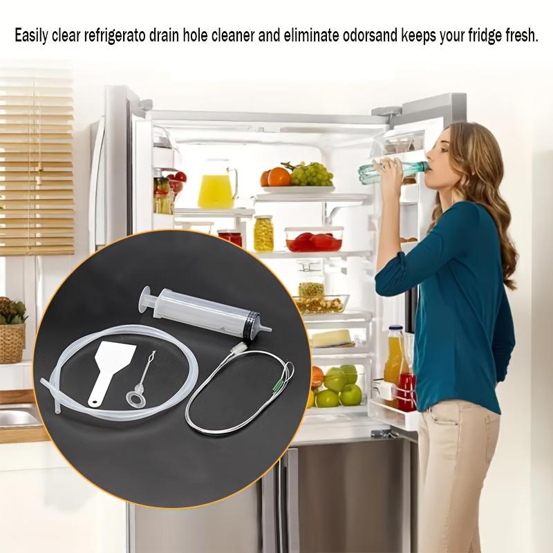 Kühlschrank Abflussloch Verstopfungsentferner Set, Abflussreinigungswerkzeug, Bürste, Wassereinspritzrohr, weicher Schlauch, verwendet zum Entfernen von Kühlschrankrückständen und Schmutz