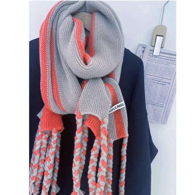 Personalized Striped Tassel Scarf Women's Autumn and Winter Shawl Street Style Cool Thickened Warm Scarf High End Couple