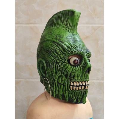 1pc Green Zombie Skull Mask, Halloween Mask, Haunted House Scene Layout, Scary and Scary Dress Up Props