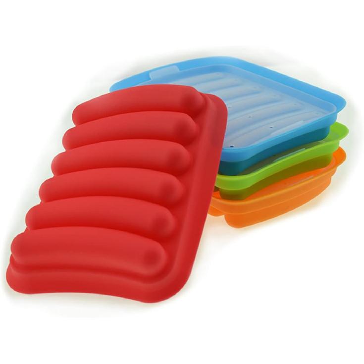 4pcs Hot Dog Silicone Mold,6 Cavity Sausage Silicone Mold,Sausage Mold for DIY Homemade Hot Dogs,Bread, Candy, Chocolate and Cake
