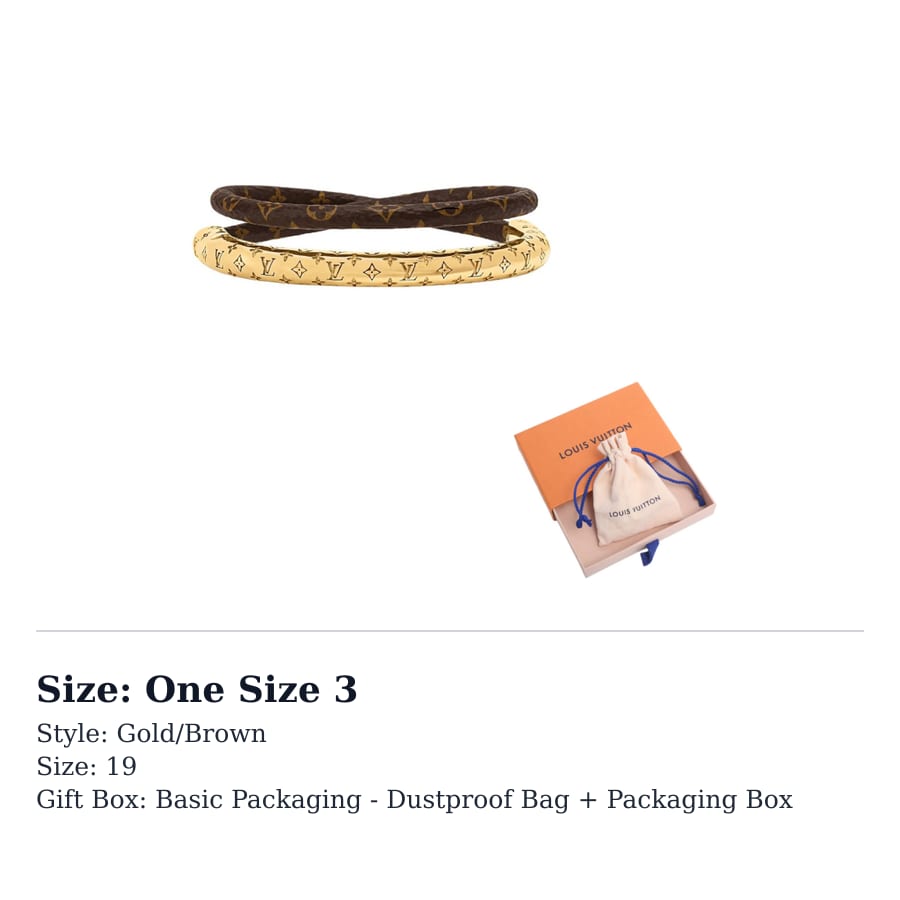 Louis Vuitton Metal Bangles Women's Gold/Brown M4885