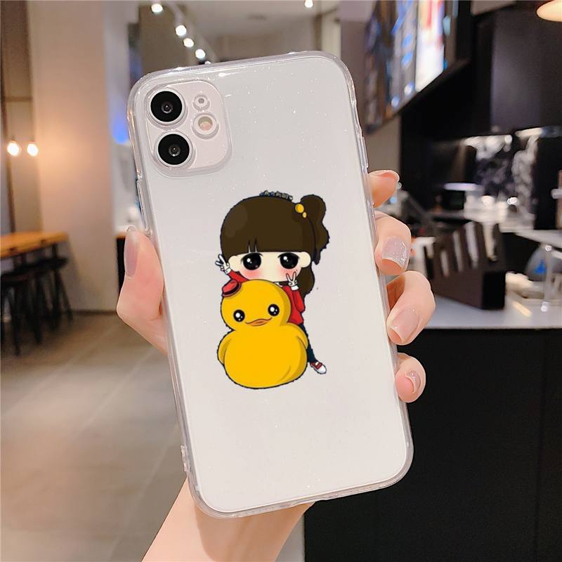 Kwaii yellow duck Phone Case For iphone 13 X XS MAX 6 6s 7 7plus 8 8Plus 5 5S SE 2020 XR 11 12pro max Clear funda Cover
