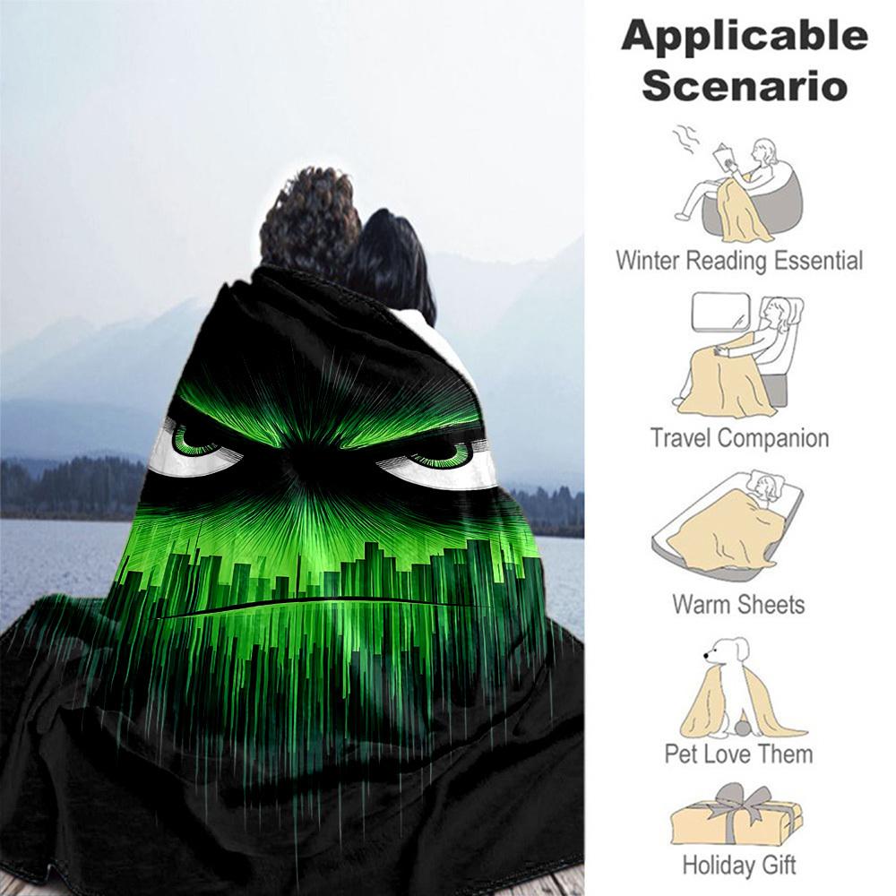 1PC Hulk Eyes Outdoor Flannel Throw Blanket - HD Printed Lightweight Soft Warm All-Season Blanket for Sofa, Bed, Travel, Camping 084