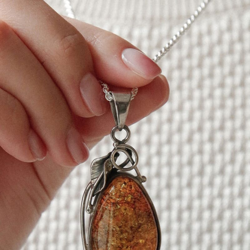 

J.Lauren Amber Almond Silver Chain Necklace Bn0502 single type