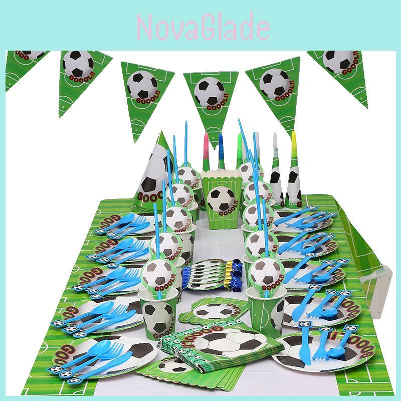 Vibrant Football Theme Party Tableware Plates Napkins Ideal For Kids Birthday Festivities