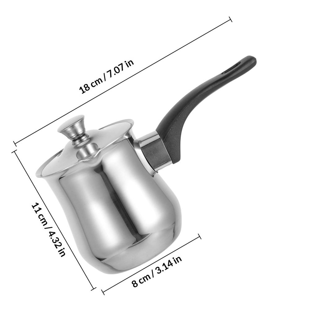 Turkish Coffee Pot Stainless Steel 180Ml with Comfort Grip Handle Milk Warmer Pot Small Sauce Pan Stovetop Coffee Maker
