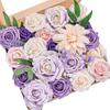 Artificial Flower Combination Box Set, Pink Silk Artificial Rose Bride Bouquet for Outgoing/Indoor DIY Center Piece Flowers for