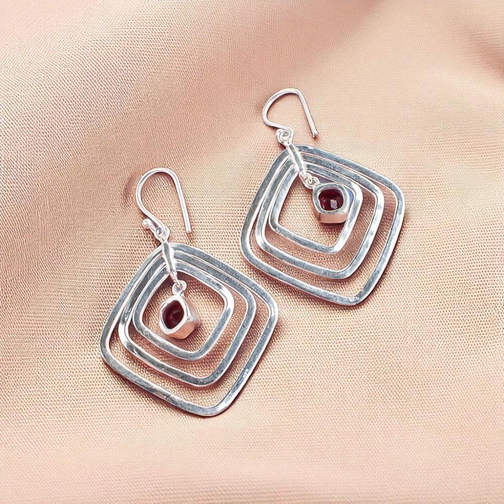 Pink Rubellite Gemstone 925 Sterling Silver Jewelry Handmade Hook Earrings 2.44" EE-71-15