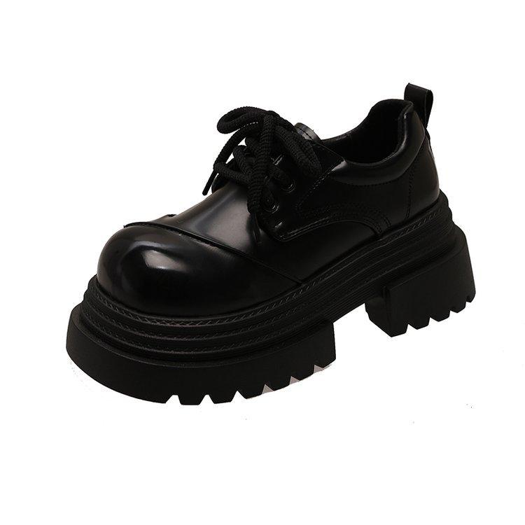 

Европейская мягкая кожа платформа маленькие кожаные туфли женские весна 2025 круглый носок шнуровка дерби маленькие увеличивающие рост лоферы 35