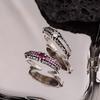 Adjustable Cross Pendant Ring With Pink Zirconia Stone Men Women Vintage Chic Fashion Jewelry