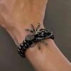 Gothic Black Spider Beads Bracelet for Women Men Unique Spider Web Charm Dark Personality Handmade Jewelry Gifts Accessories