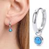 Silver-Tone Dangle Earrings with Visible Blue Veining, Electroplated Copper Hoops and Hinged Openings for Coordinated Everyday Outfit Wear