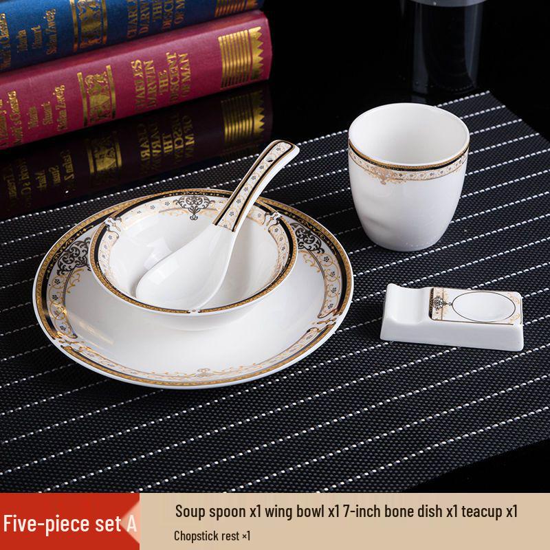 Luxury Ceramic Dinnerware Set: Plates, Bowls, Spoons & Cups for Restaurants & Clubs