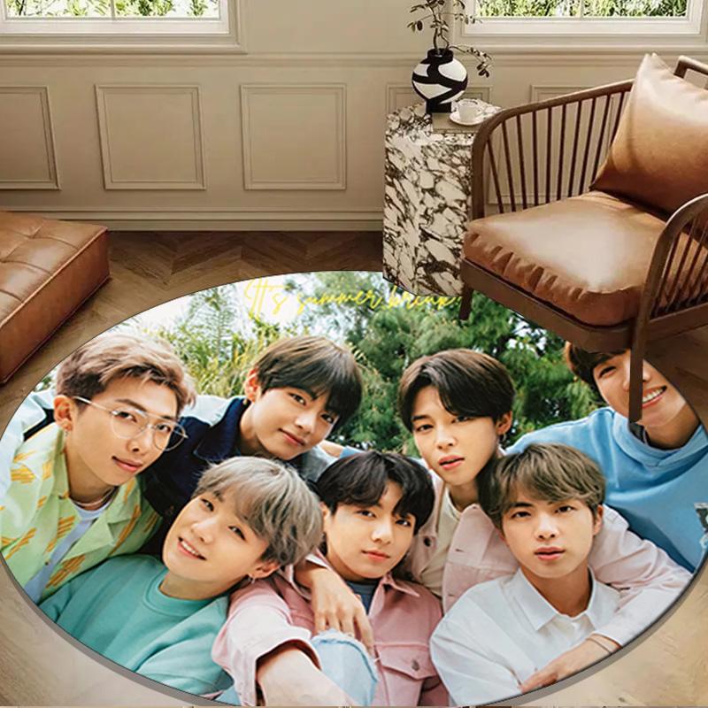 Kpop Group Portrait Round Rug for Livingroom,Bedroom, Palyroom, Chair Rug, Area Rug, Circle Carpet, Large Size Fan Christmas Gift