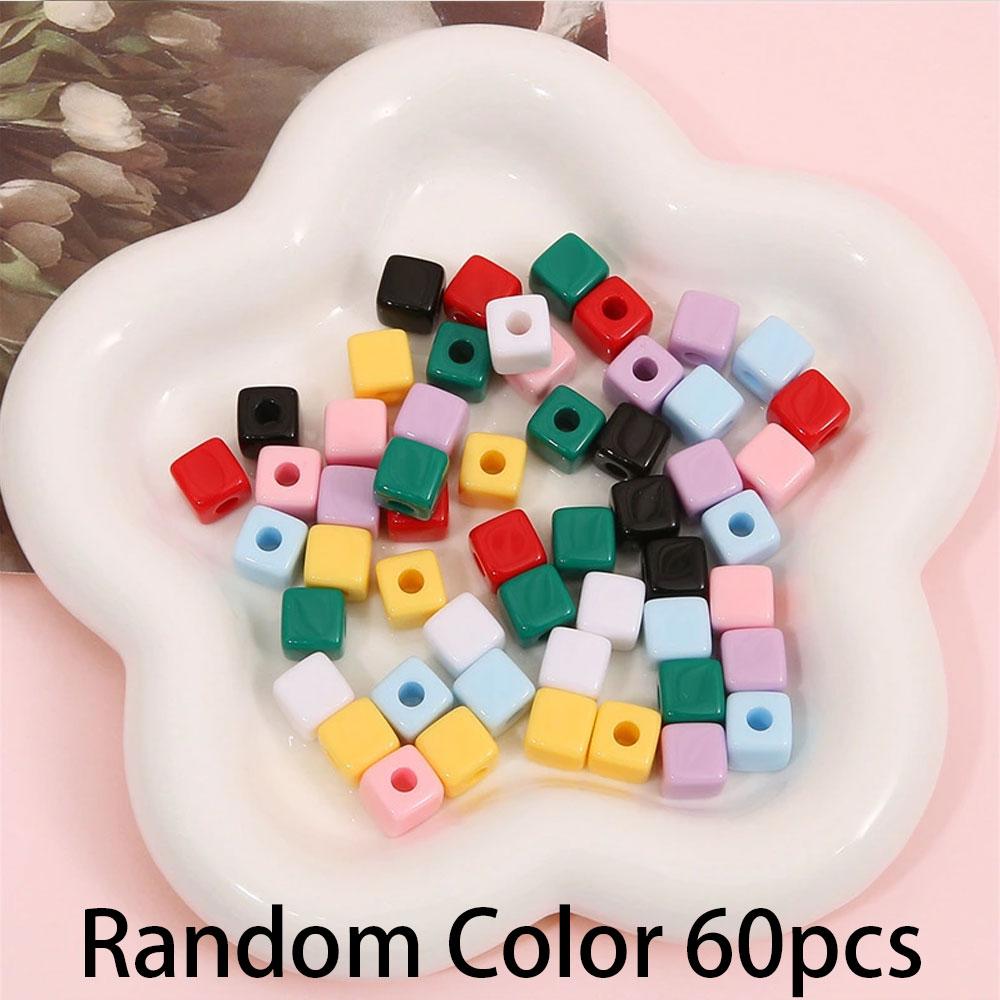 20/40/60pcs Acrylic Solid Color Square Bead Beads Scattered Beads DIY Bracelet Necklace Earrings Keychain Anklet Pendant