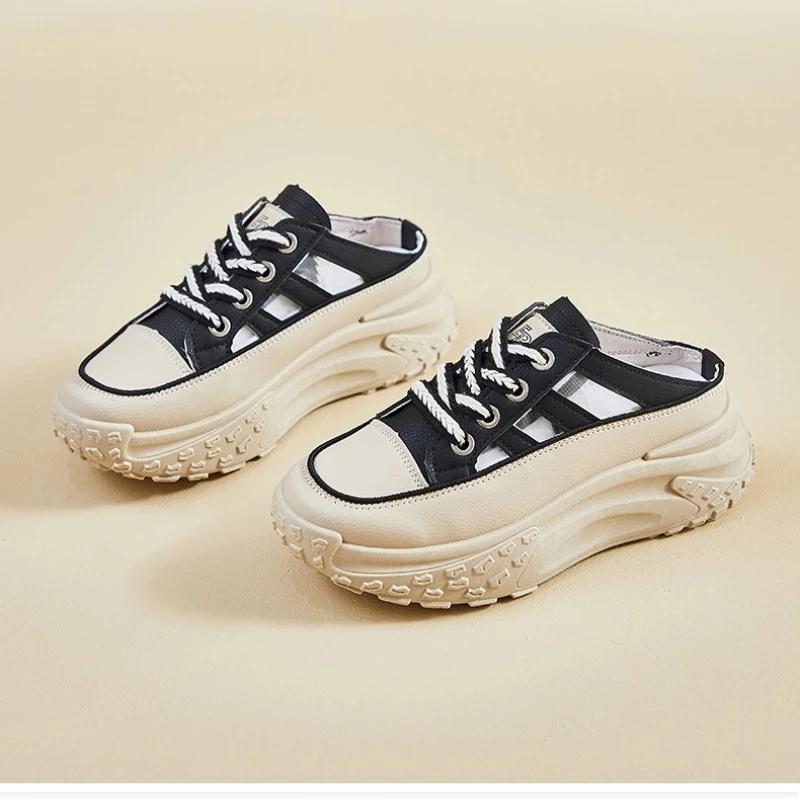 2025 Ladies Shoes Closed Toe Women's Slippers Roman Thick Bottom Best Seller Hollow Out Lace-up Comfortable Casual Shoes