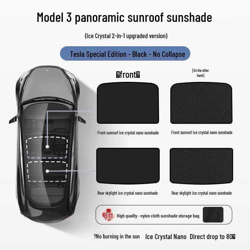

Tesla Model Y/3 Sunroof Sunshade - Heat Insulation & Sun Protection Accessory