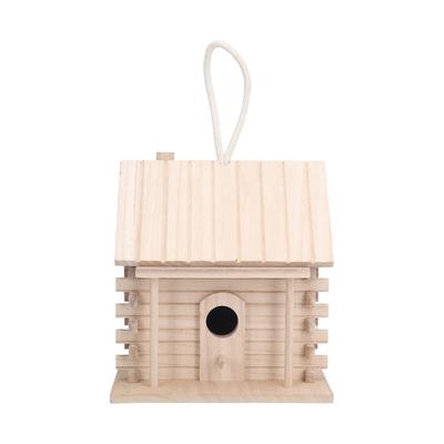 Wood Bird House Hanging Log Cabin Birdhouse for Bird Outdoor Decor and Interior House Decor