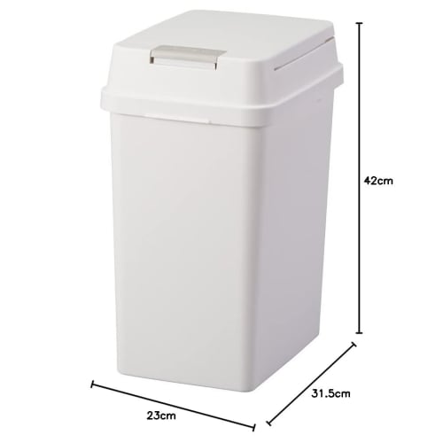 Asvel Kitchen Trash Can with Lid, 20L, Airtight, Push-Button, for Food Waste, Diapers, and Pet Sheets, White, Made In Japan