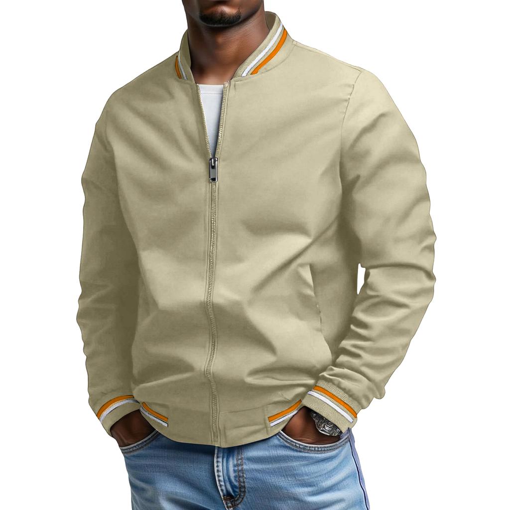 Herren Freizeit Stehkragen Doppelstreifen Jacke Mantel