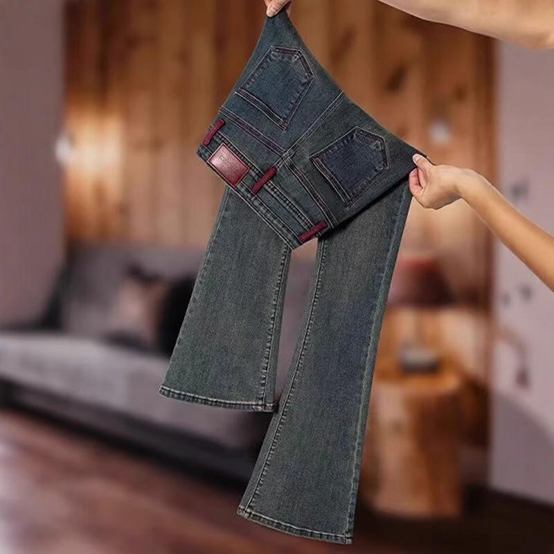 

Women s 2024 Autumn/Winter Fleece-Lined High-Waisted Flared Slim-Fit Jeans 5XL