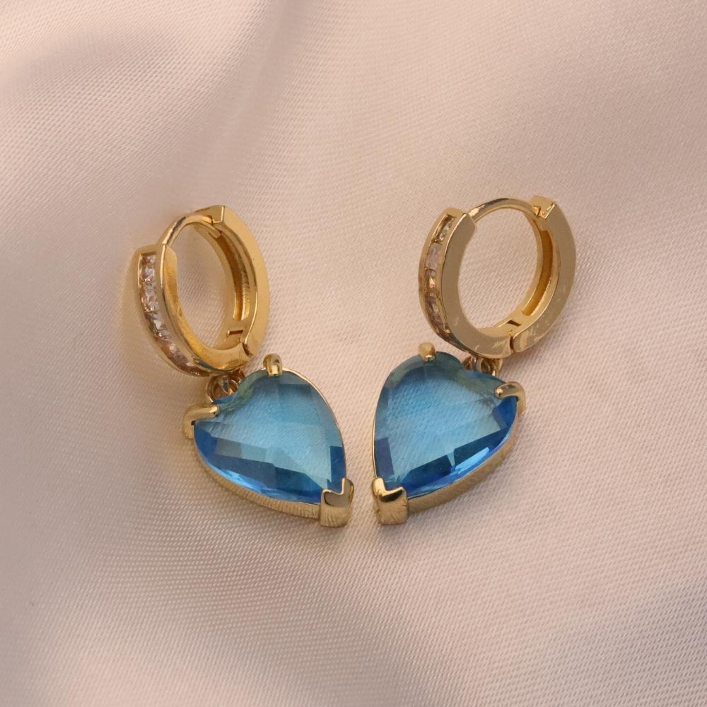 1 Pair Heart Shape Artificial Crystal Dangle Earrings for Women Zirconia Earring Jewelry Wedding Party Accessories