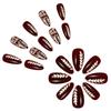 24 Pcs Valentines Day Press On Nail Short Almond False Nail Wheat Acrylic Nail Full Cover Stick on Nail for Women