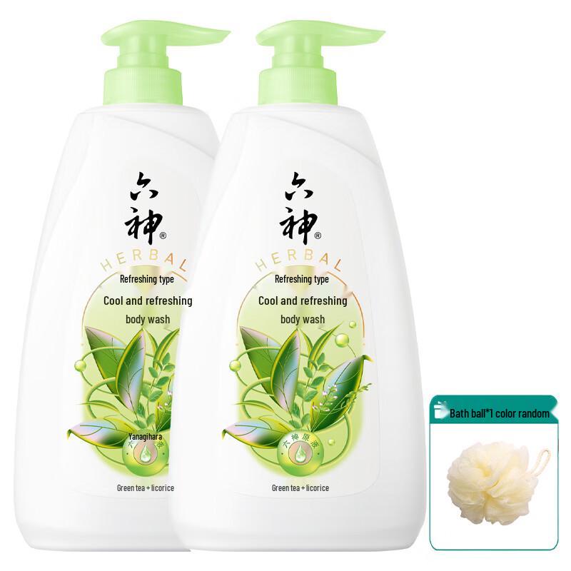 Six God Cooling & Refreshing Shower Gel with Bath Ball (2 x 1L)