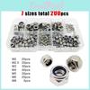 304 Steel Stainless 200pcs A270 Hex Nylon Insert Self Lock Nylock Locknut Assortment Kit Set With M2 M25 M3 M4 M5 M6 M8 Dura