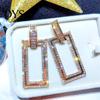 Damen-Ohrstecker mit Strass-Intarsien, hohl, rechteckig, Schmuck, Geschenk