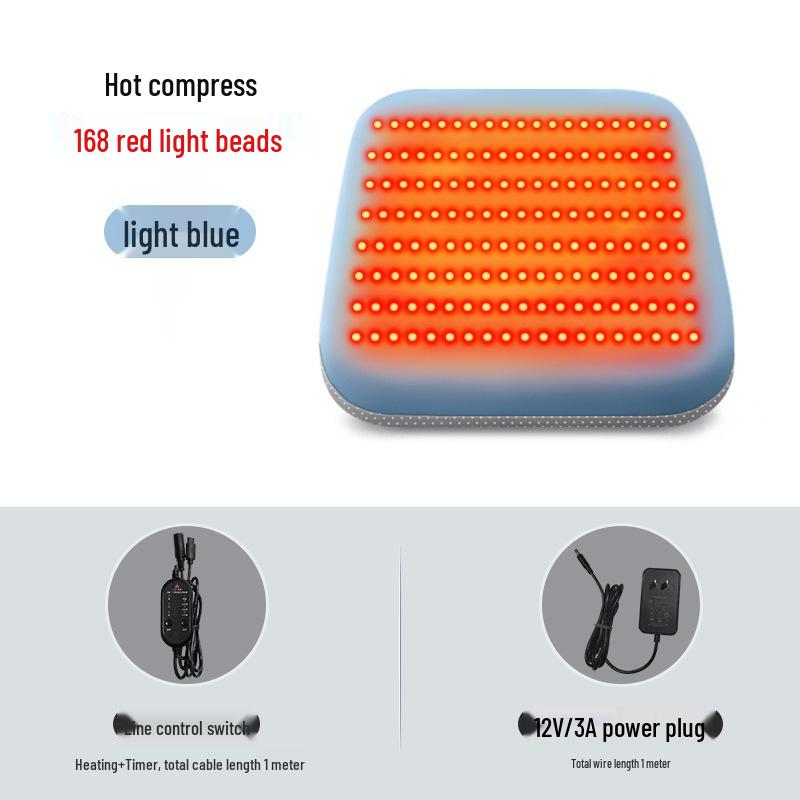 Red Light Therapy Heated Seat Cushion for Lumbar and Hip Support 45x45x4 cm светло-синий