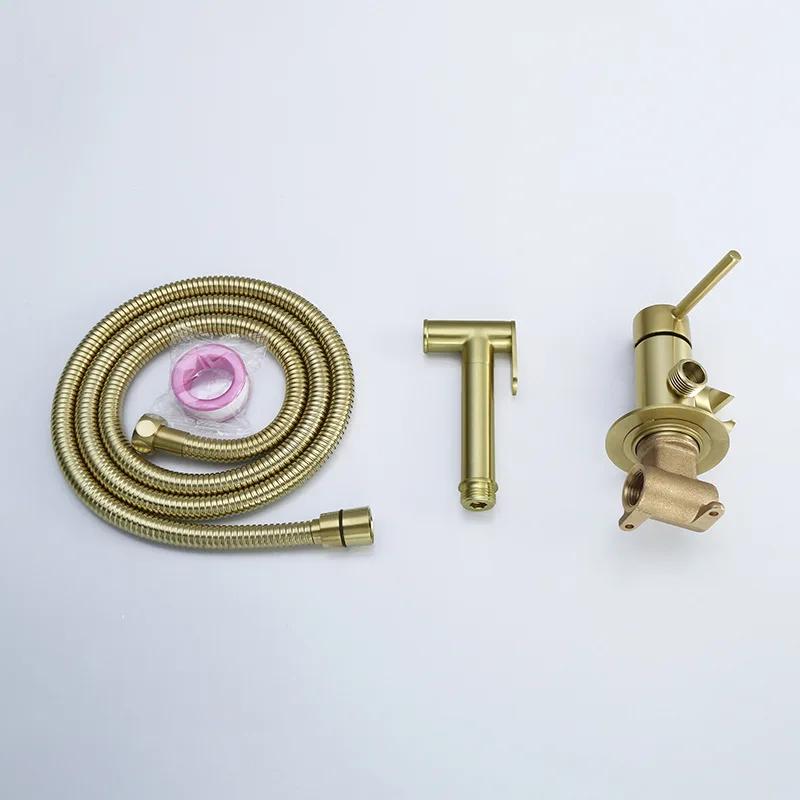 Brass Handheld Toilet Bidet Sprayer Hygienic Shower Faucet Hot and Cold Water Portable Bidet Spray Gun