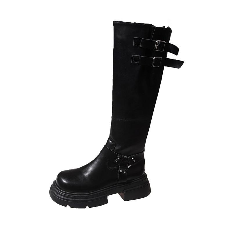 Brown Small Western Cowboy Platform Boots Women's Long Boots New Summer Thick Heel Skinny Knight Boots